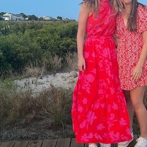 SHEIN Red Floral Maxi Dress